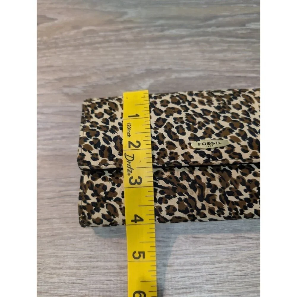 Fossil Leopard Cheetah Print Brown Nylon Wallet 4